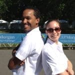 CC-Servers-150×150-1 Two professional hospitality staff members smiling in uniform at an outdoor event, representing high-quality event staffing services.